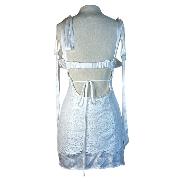 For Love & Lemons Zahra Mini Dress in White Medium New Womens Party - Picture 7 of 15